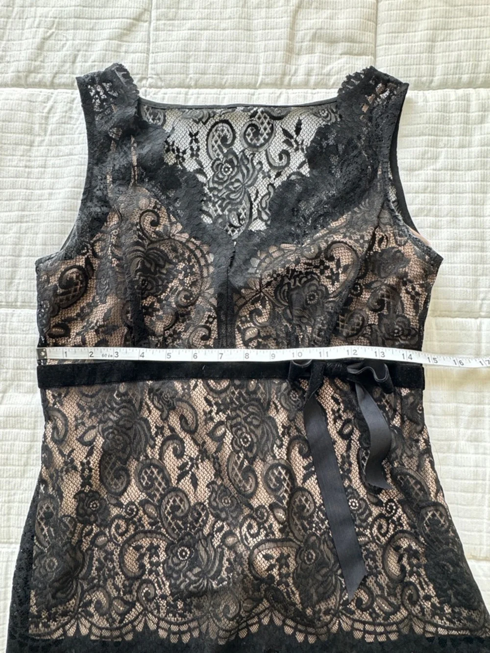 Ann Taylor Loft petites black lace blouse and skirt set, size 6P